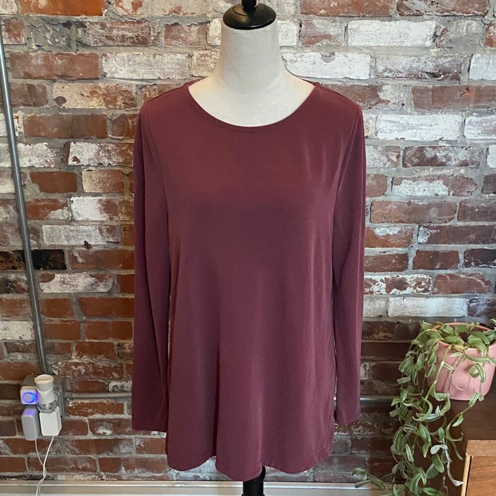 Soft Surroundings Elegant Burgundy Long Sleeve This Top Size M